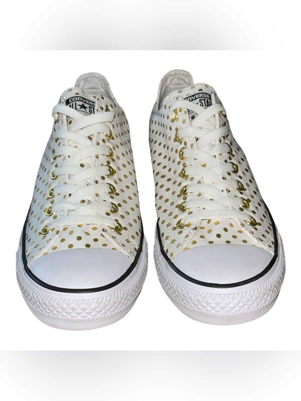 Converse Chuck Taylor All Star Ox Low Top White Gold Polka Dot Sneakers